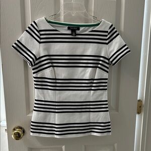 White House Black Market Striped Short Sleeve Top